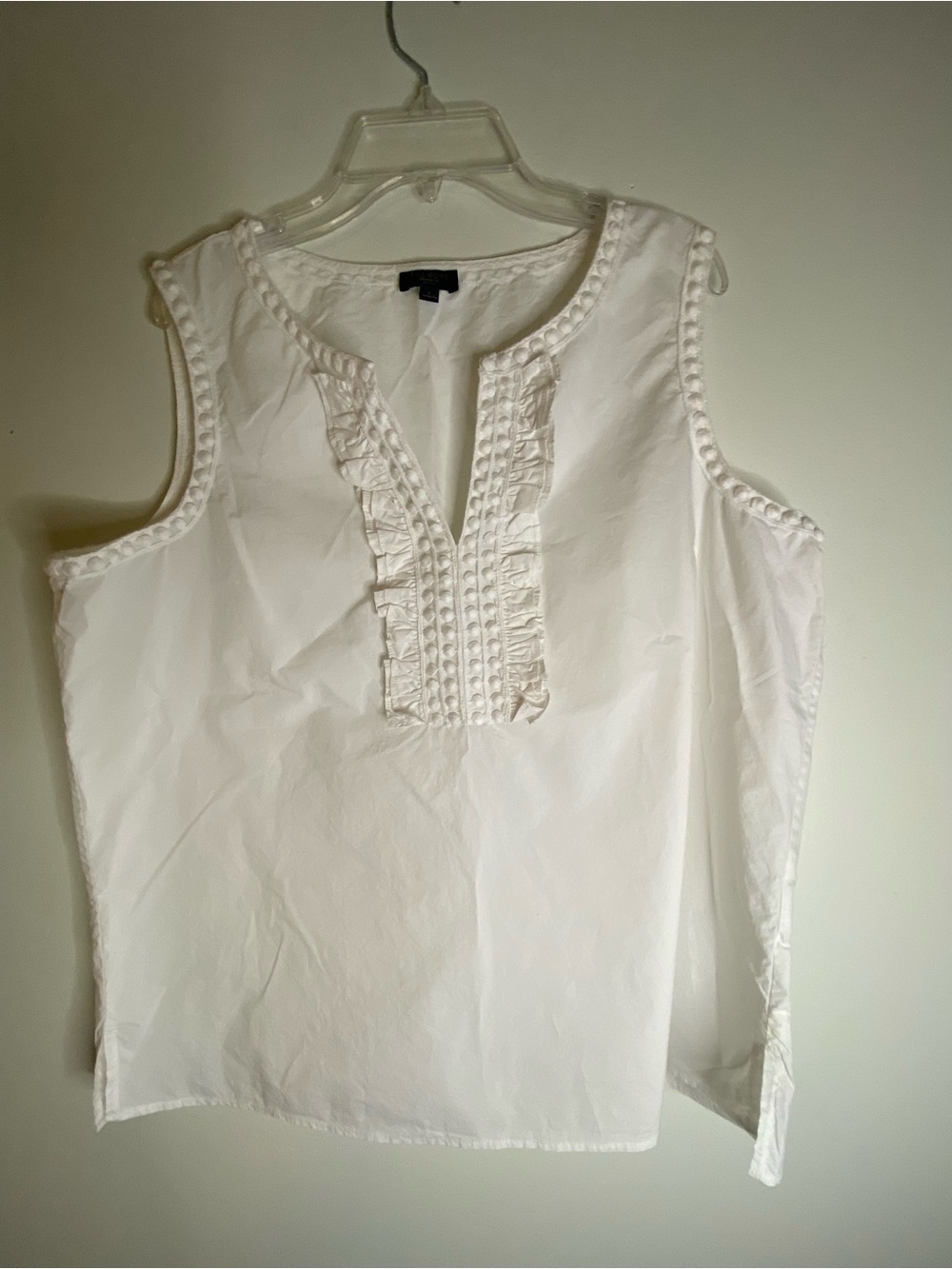 Talbots White Sleeveless Ruffle-Trimmed Camisole